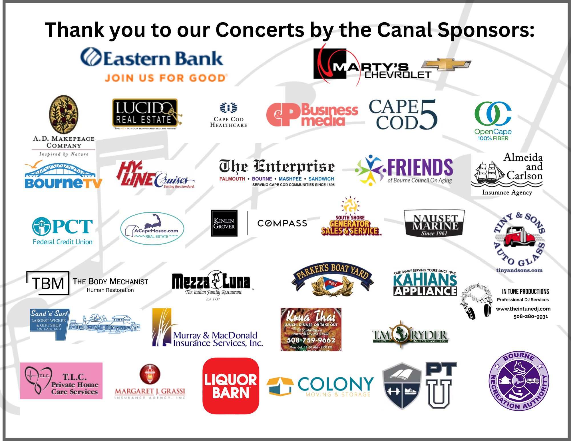 list of local business as concert sponsorships