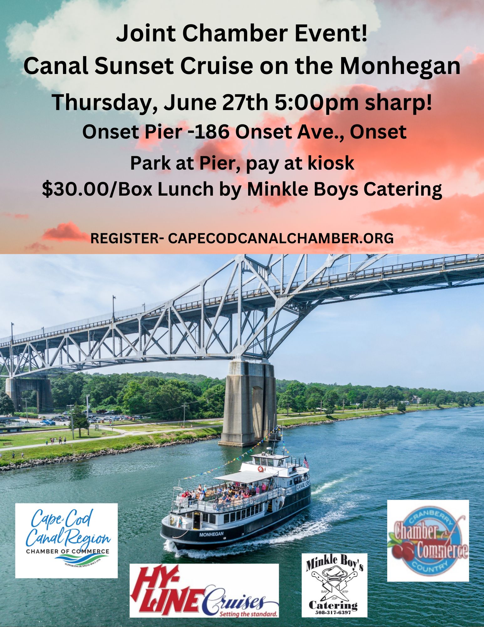 Joint Chamber Event, Canal Sunset Cruise on the Monhegan! Cape Cod